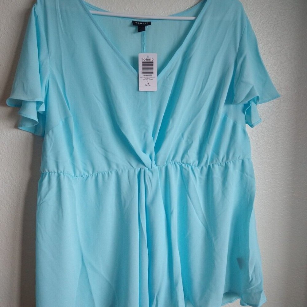 Torrid 1X Blue Sheer Top NWT